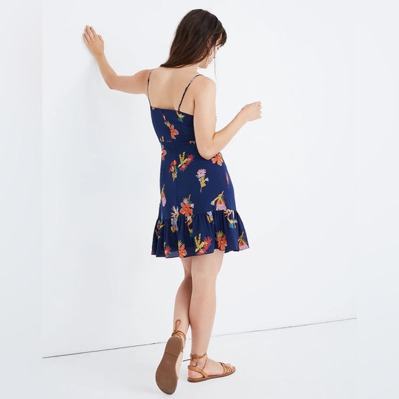 Madewell Silk Ruffle-Wrap Cami Dress in Bird of Paradise - Picture 3 of 16